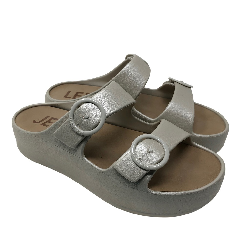 Lemon Jelly Platform Slides Women 39 US 9 Champagne Metallic Double Strap Sandal